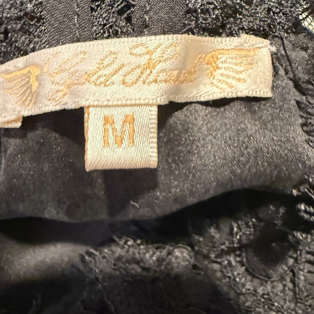 Gold Hawk Coco Black Lace Romper Silk Whimsigoth Sexy Medium Lace Luxury Chic - Picture 8 of 10